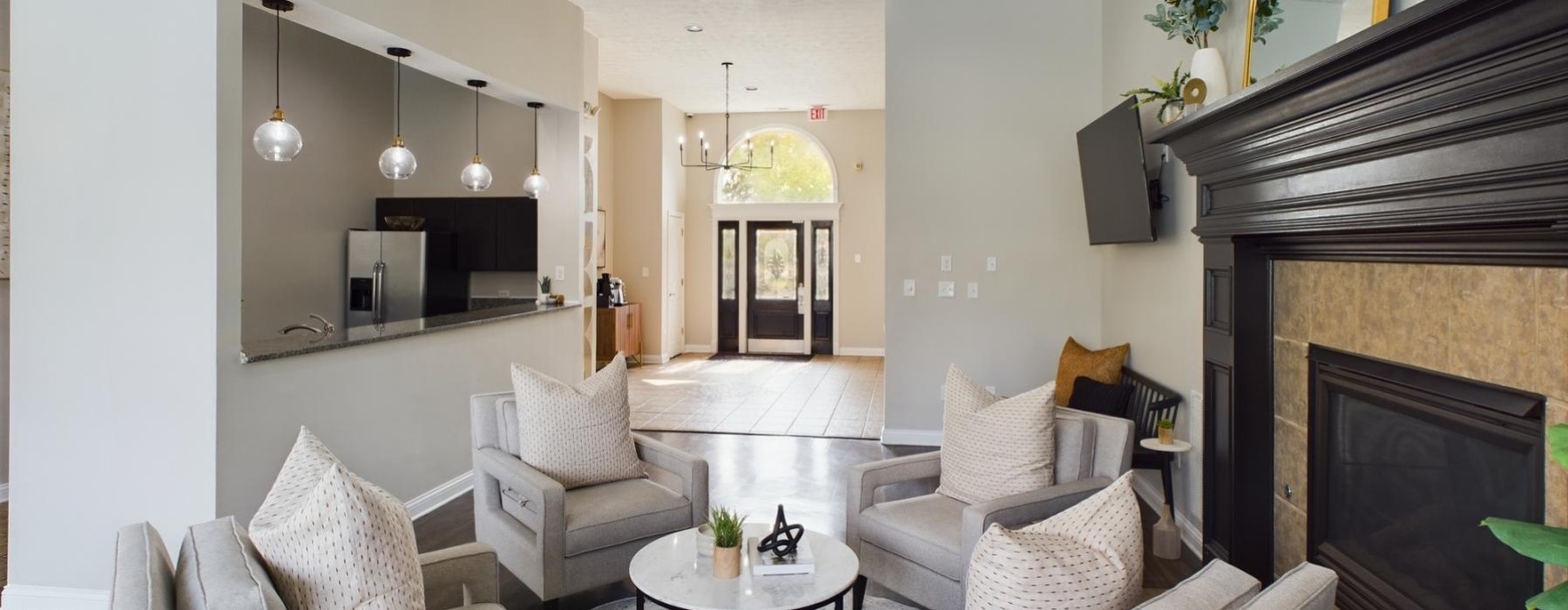 Clubhouse lounge with furniture and decor