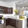 a kitchen with wooden cabinets